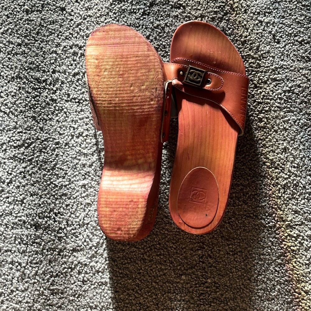 CHANEL Brown Leather Mules with Classic Design